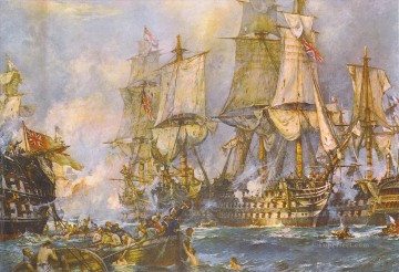 La victoria en la batalla de Trafalgar tras romper la línea enemiga Pinturas al óleo